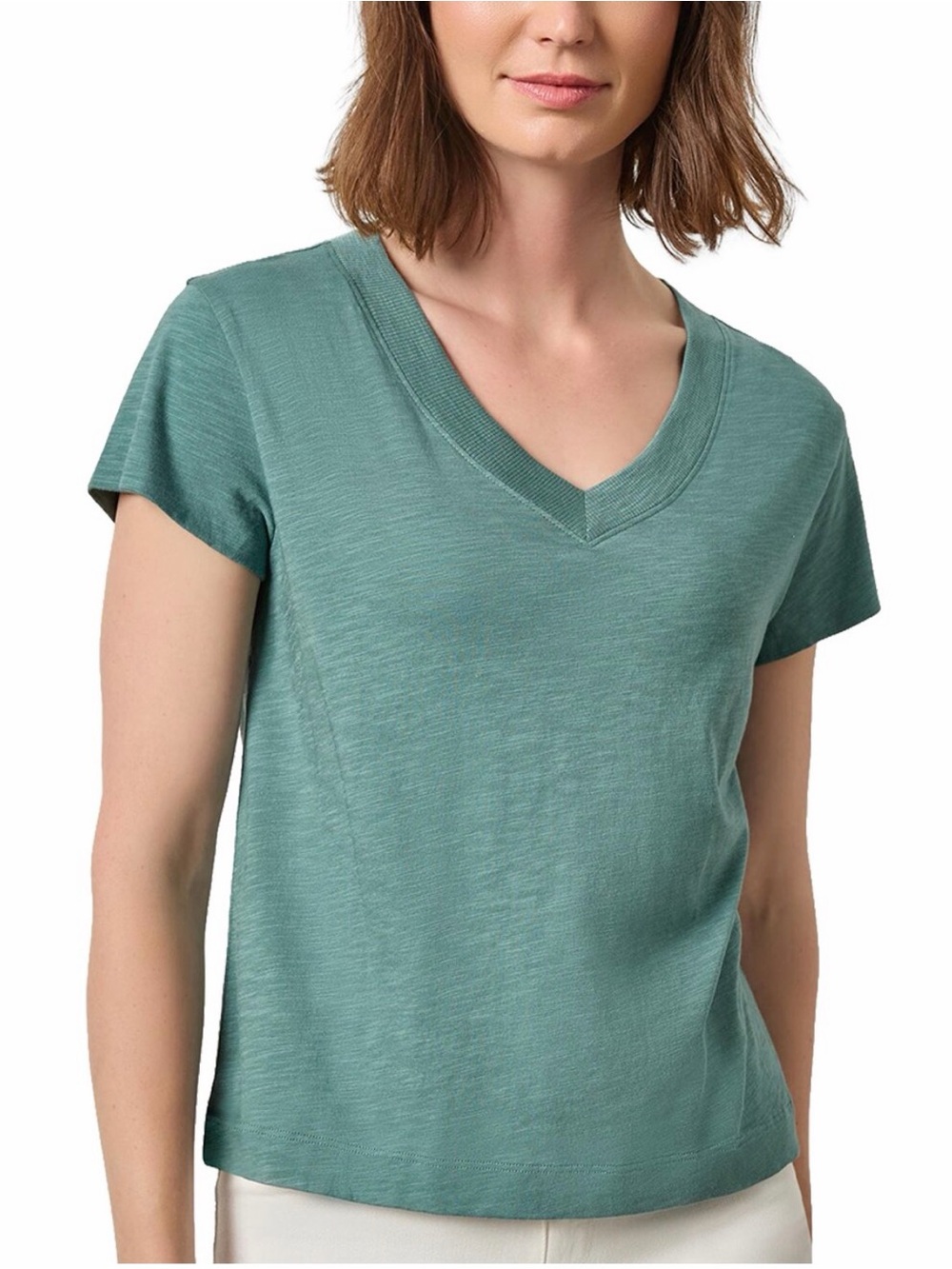 Lilla P V-Neck Short Sleeve Top Size M in Eucalyptus